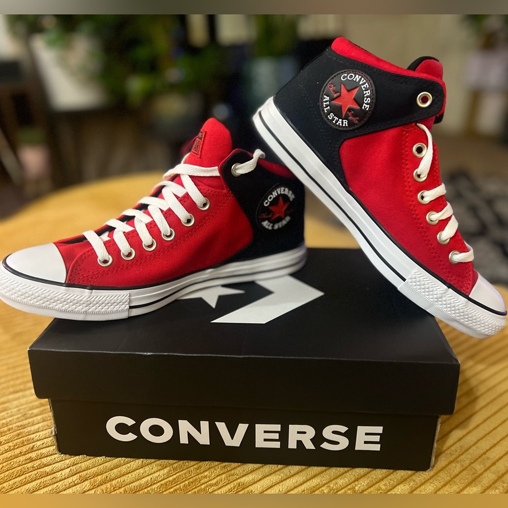 Converse Brand New chucks Black/Red/White high Street mid UNISEX